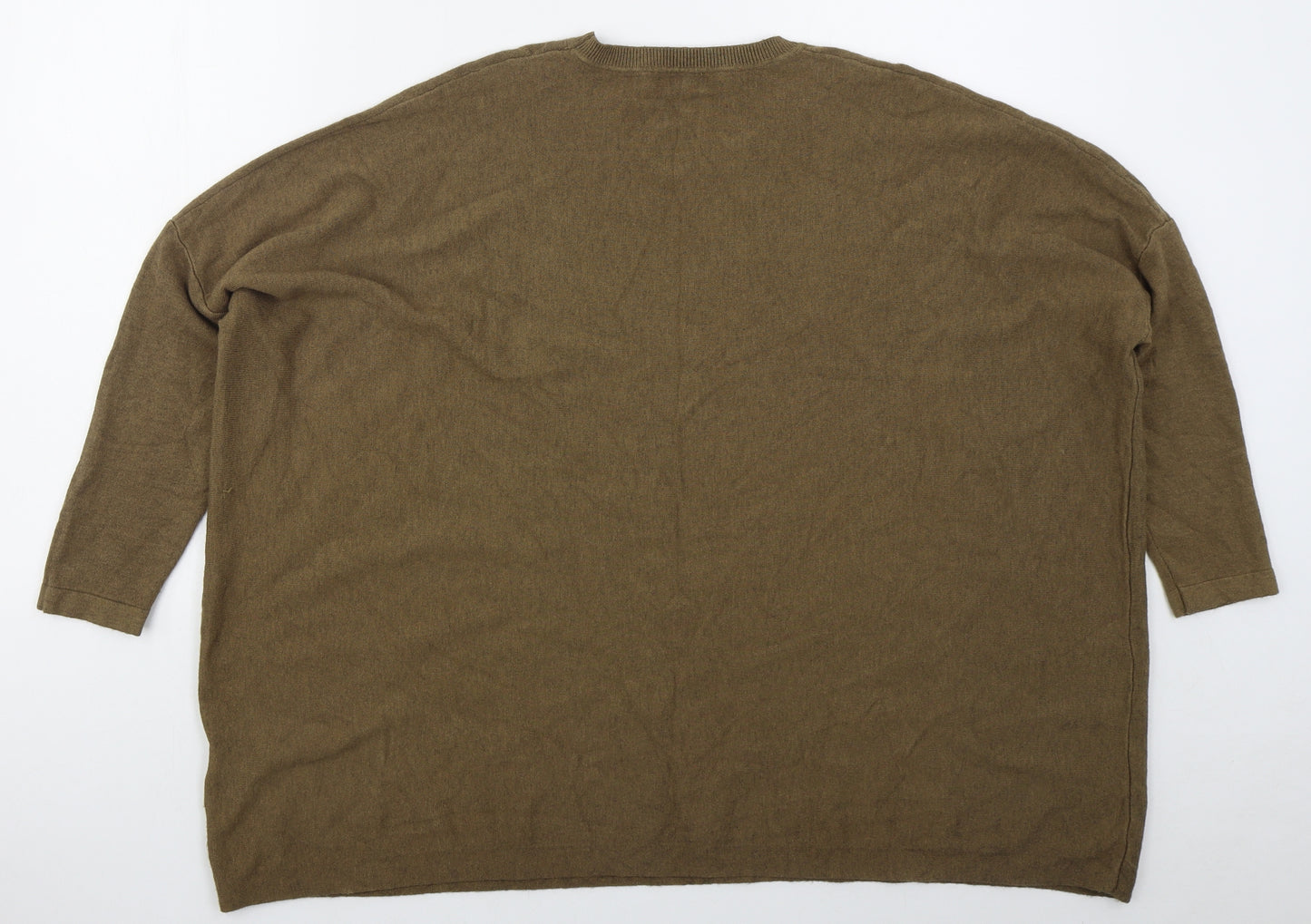 M&C Womens Brown Crew Neck  Nylon Pullover Jumper Size M