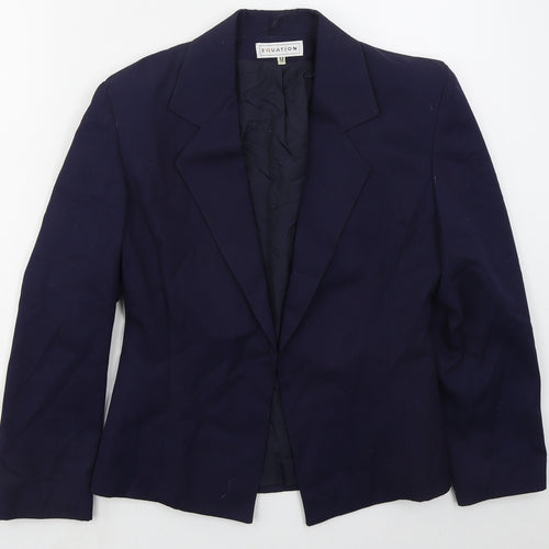 Equation Womens Blue  Polyester Jacket Blazer Size 12