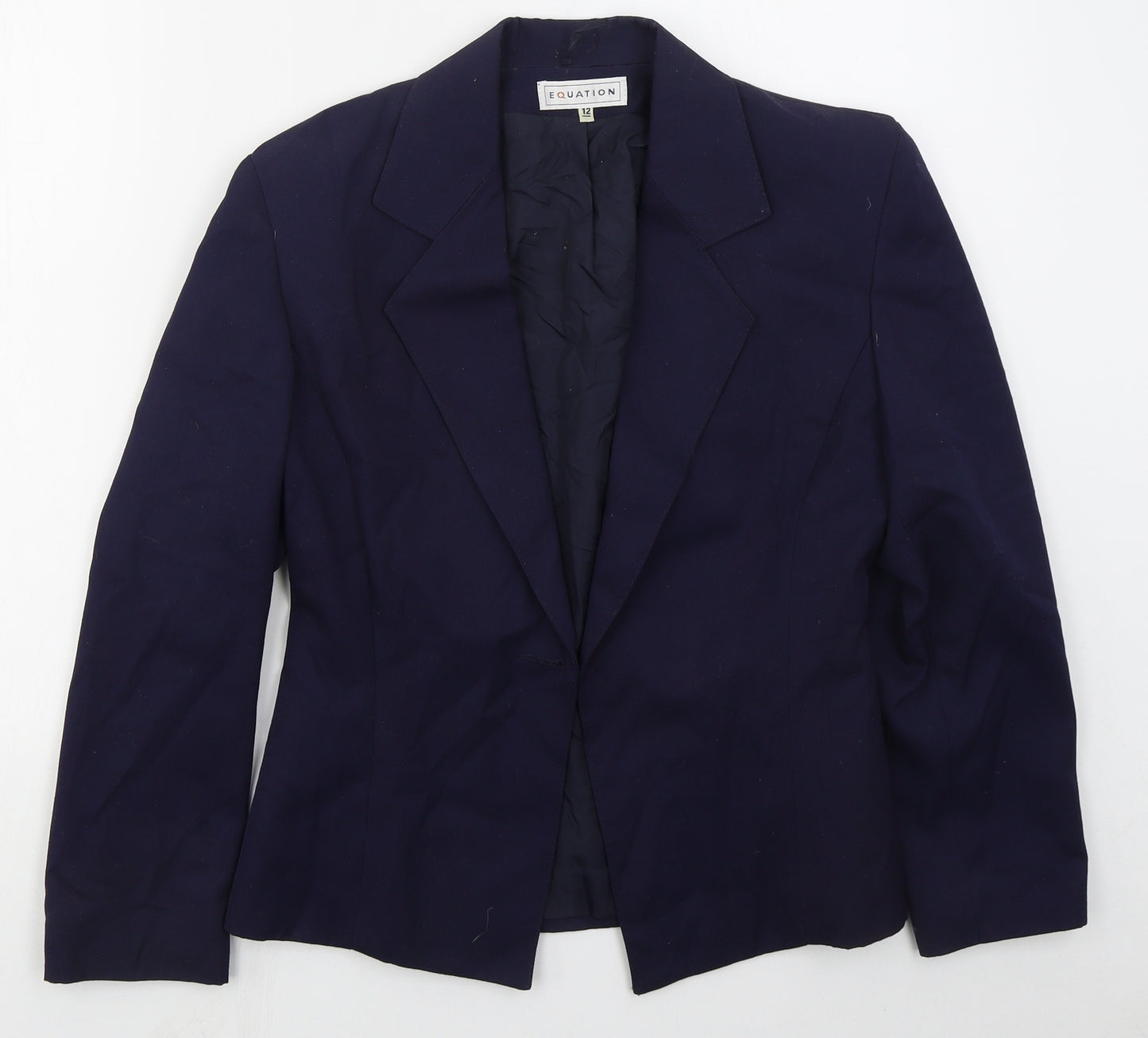 Equation Womens Blue  Polyester Jacket Blazer Size 12