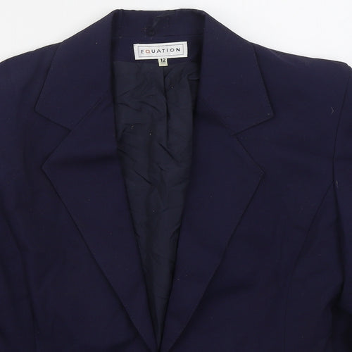 Equation Womens Blue  Polyester Jacket Blazer Size 12