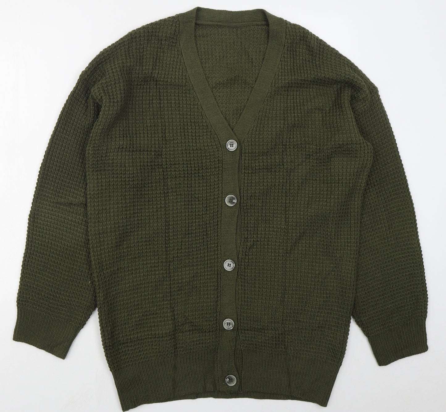 Preworn Womens Green V-Neck  Acrylic Cardigan Jumper Size M