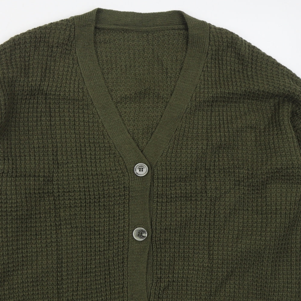 Preworn Womens Green V-Neck  Acrylic Cardigan Jumper Size M