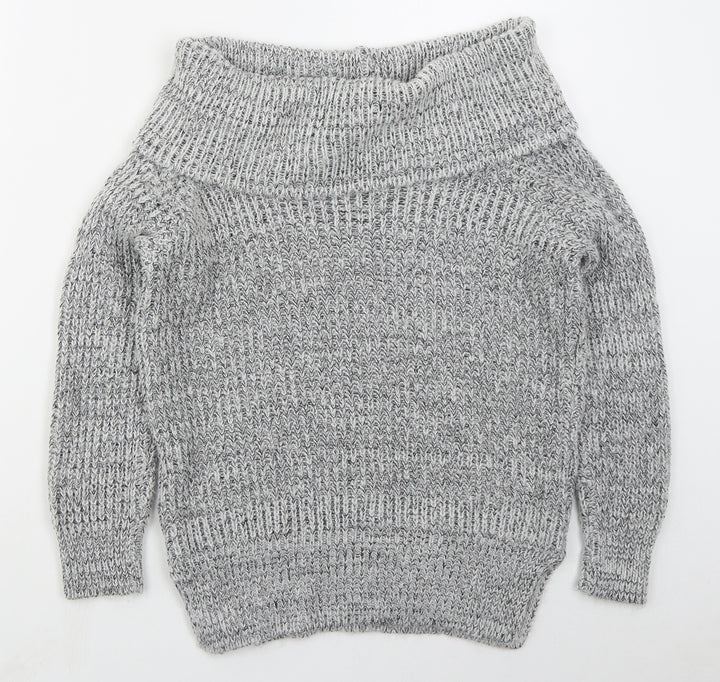 New Look Womens Grey Roll Neck  Acrylic Pullover Jumper Size 6
