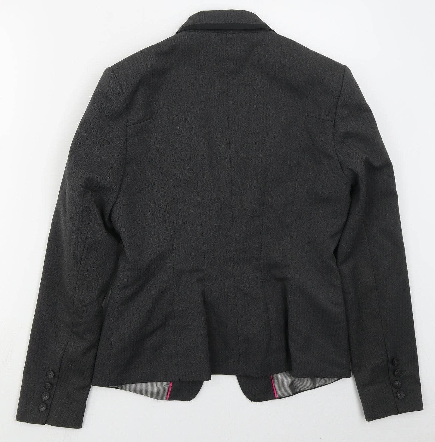 NEXT Womens Grey Striped Polyester Jacket Suit Jacket Size 12