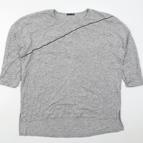 Zara Womens Grey Round Neck  Viscose Pullover Jumper Size XL