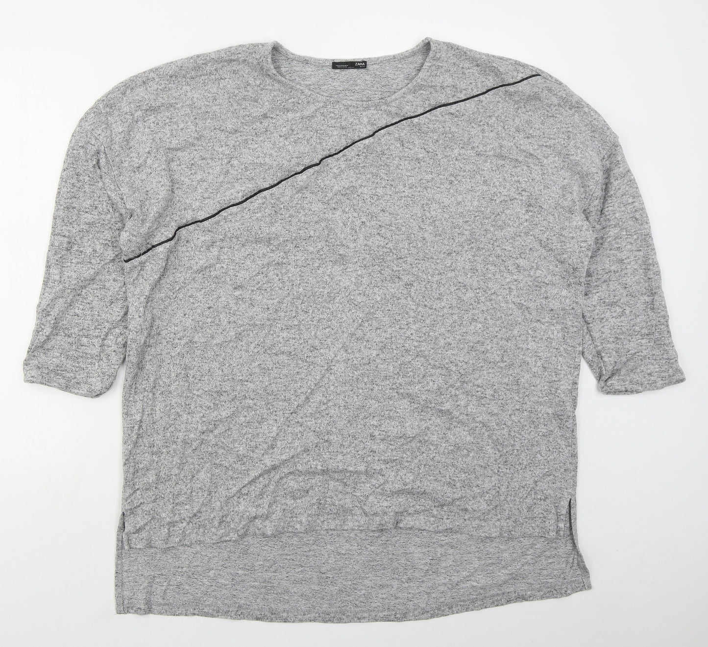 Zara Womens Grey Round Neck  Viscose Pullover Jumper Size XL