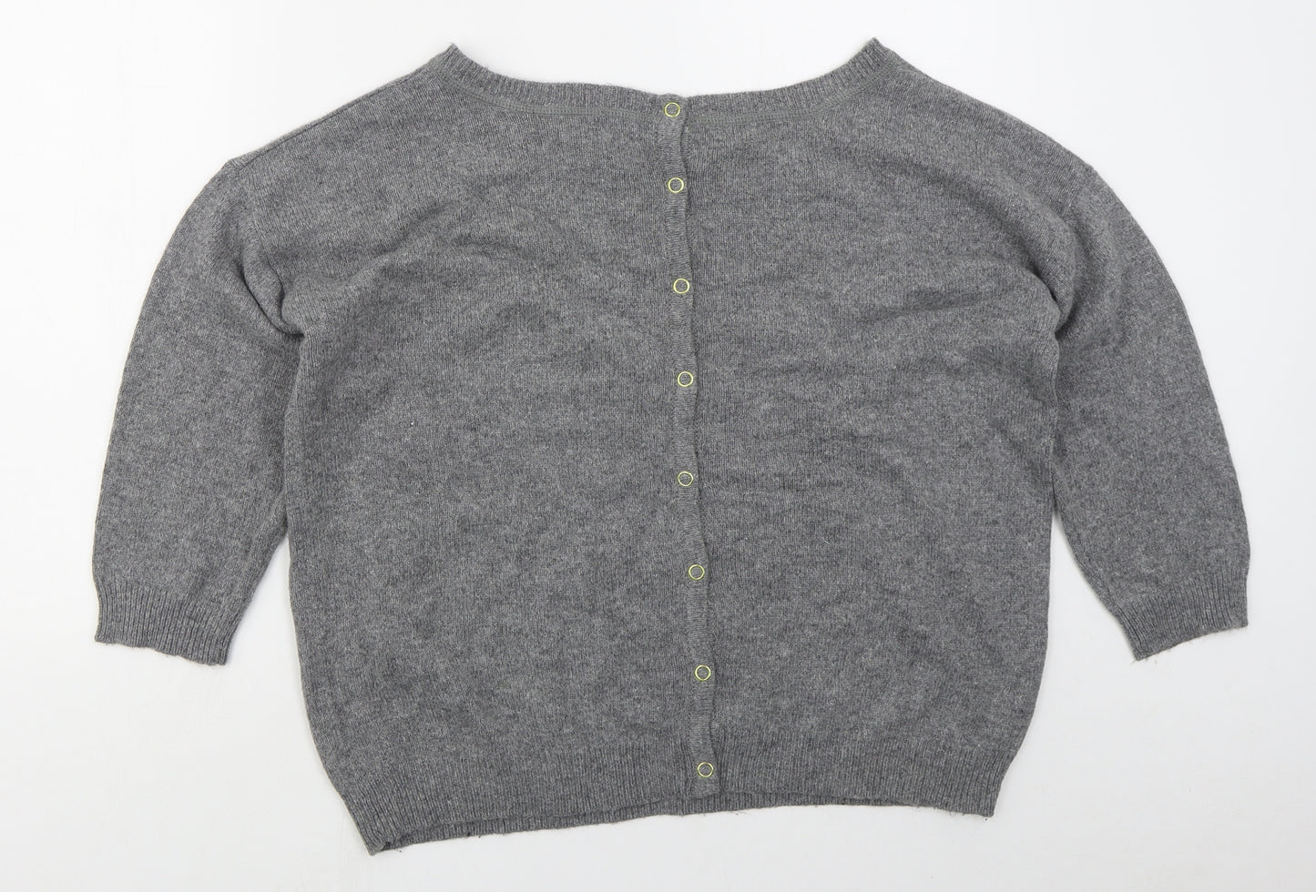 Preworn Womens Grey Boat Neck Animal Print Acrylic Pullover Jumper Size M