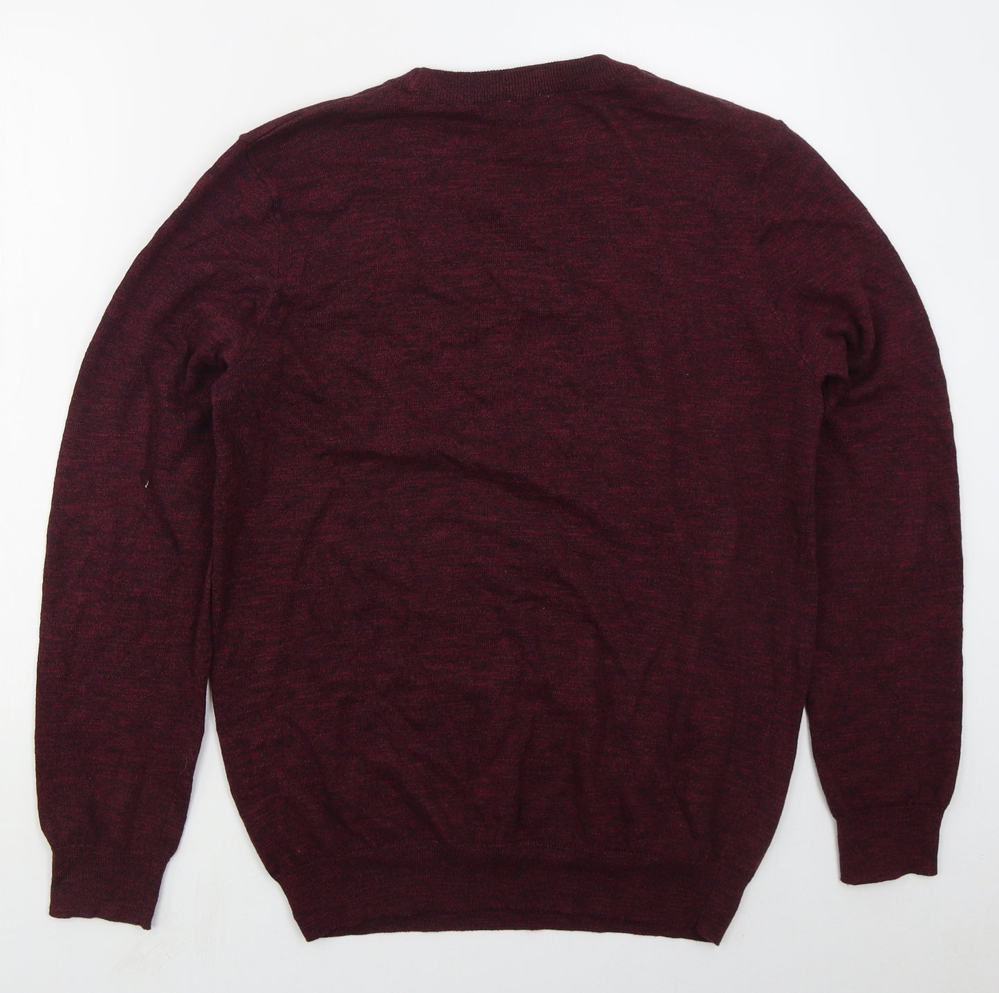 M&Co Mens Red Crew Neck  Cotton Pullover Jumper Size M