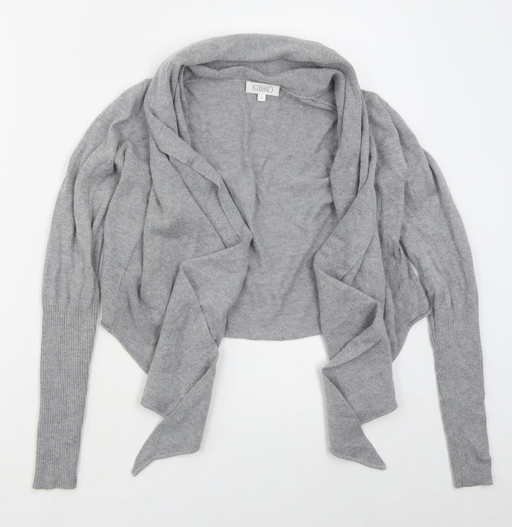 Kaliko Womens Grey V-Neck Cotton Cardigan Jumper Size 8