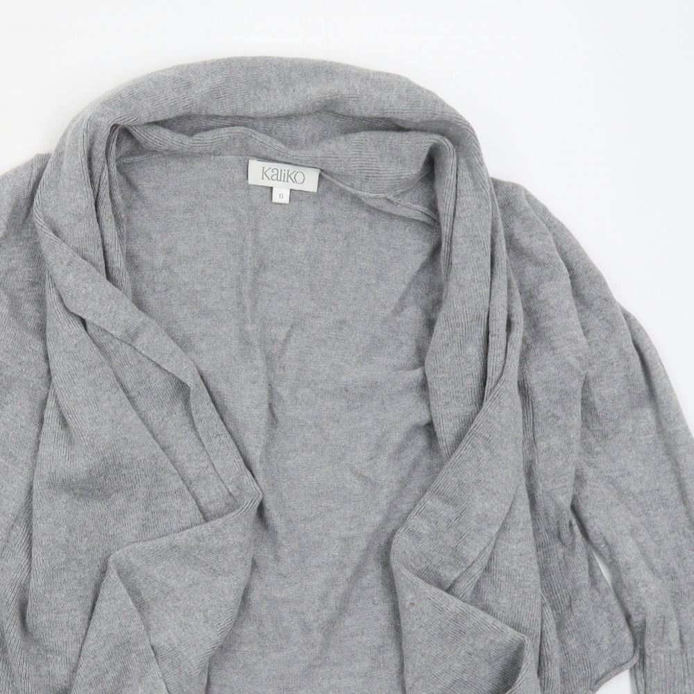 Kaliko Womens Grey V-Neck  Cotton Cardigan Jumper Size 8