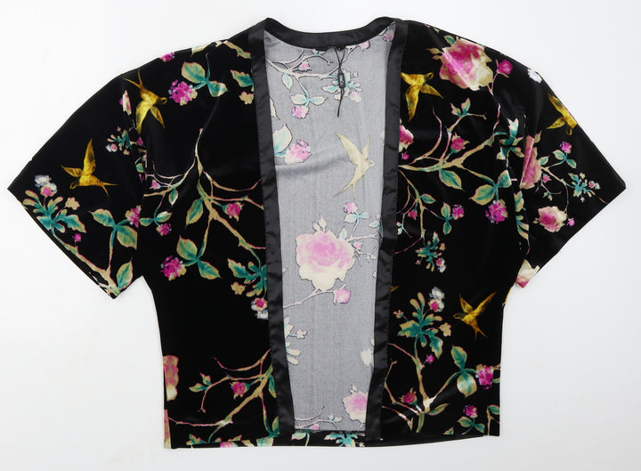 M&Co Womens Black Floral Jacket Size 10
