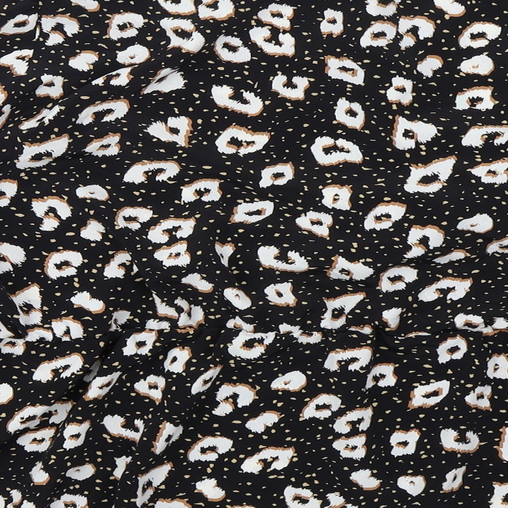 River Island Womens Black Animal Print Polyester Basic Blouse Size 26 V-Neck