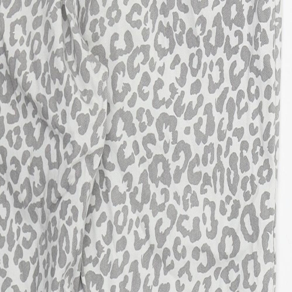 Preworn Womens Grey Animal Print Viscose Tapered Jeans Size 28 in L27 in Regular Drawstring