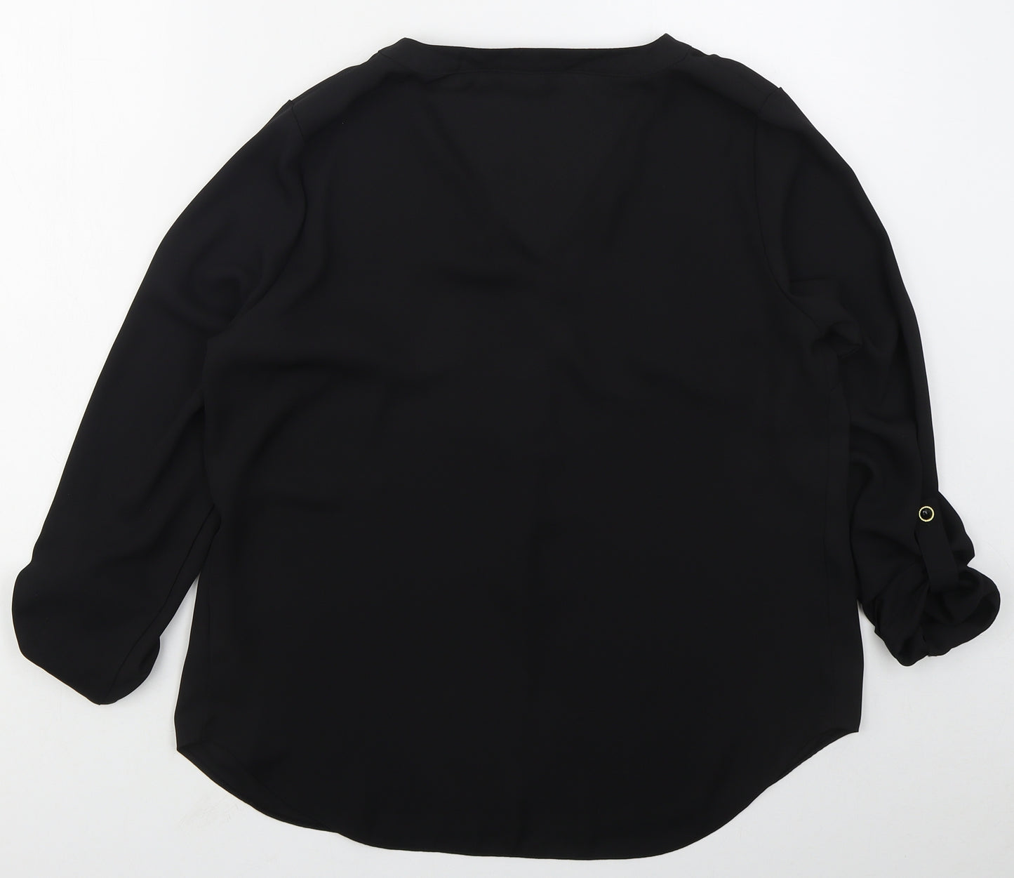 Dorothy Perkins Womens Black  Polyester Basic Blouse Size 14 V-Neck