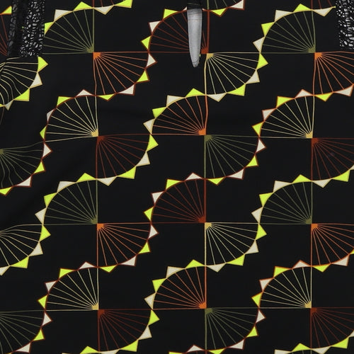 NEXT Womens Black Geometric Polyester Basic Blouse Size 8 Round Neck