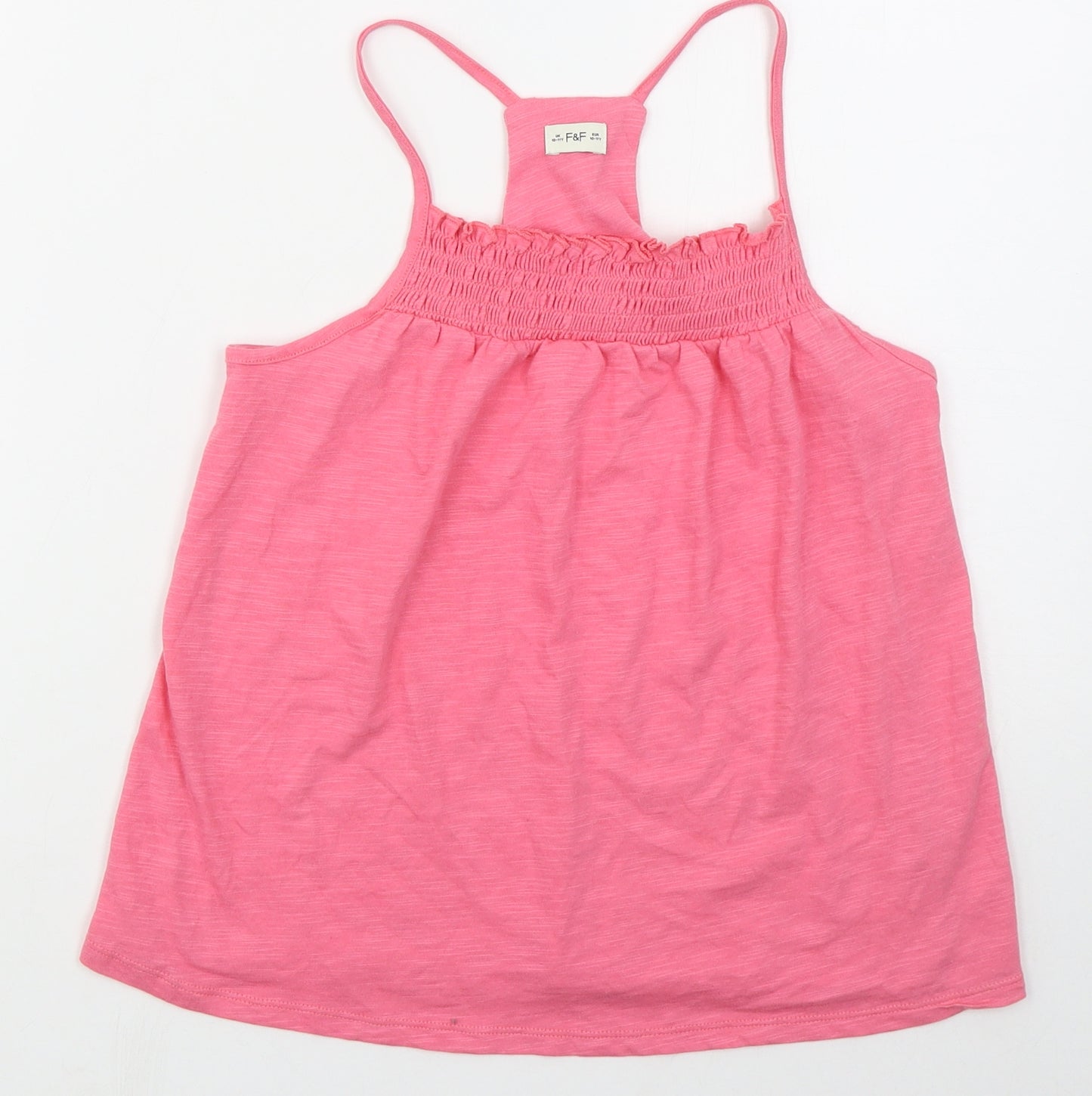 F&F Girls Pink  Cotton Basic Tank Size 10-11 Years Round Neck Pullover