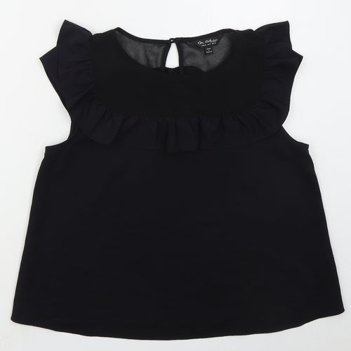 Miss Selfridge Womens Black  Polyester Basic Blouse Size 12 Round Neck