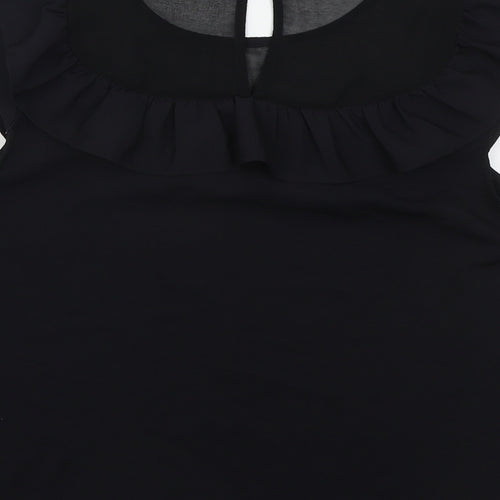 Miss Selfridge Womens Black  Polyester Basic Blouse Size 12 Round Neck