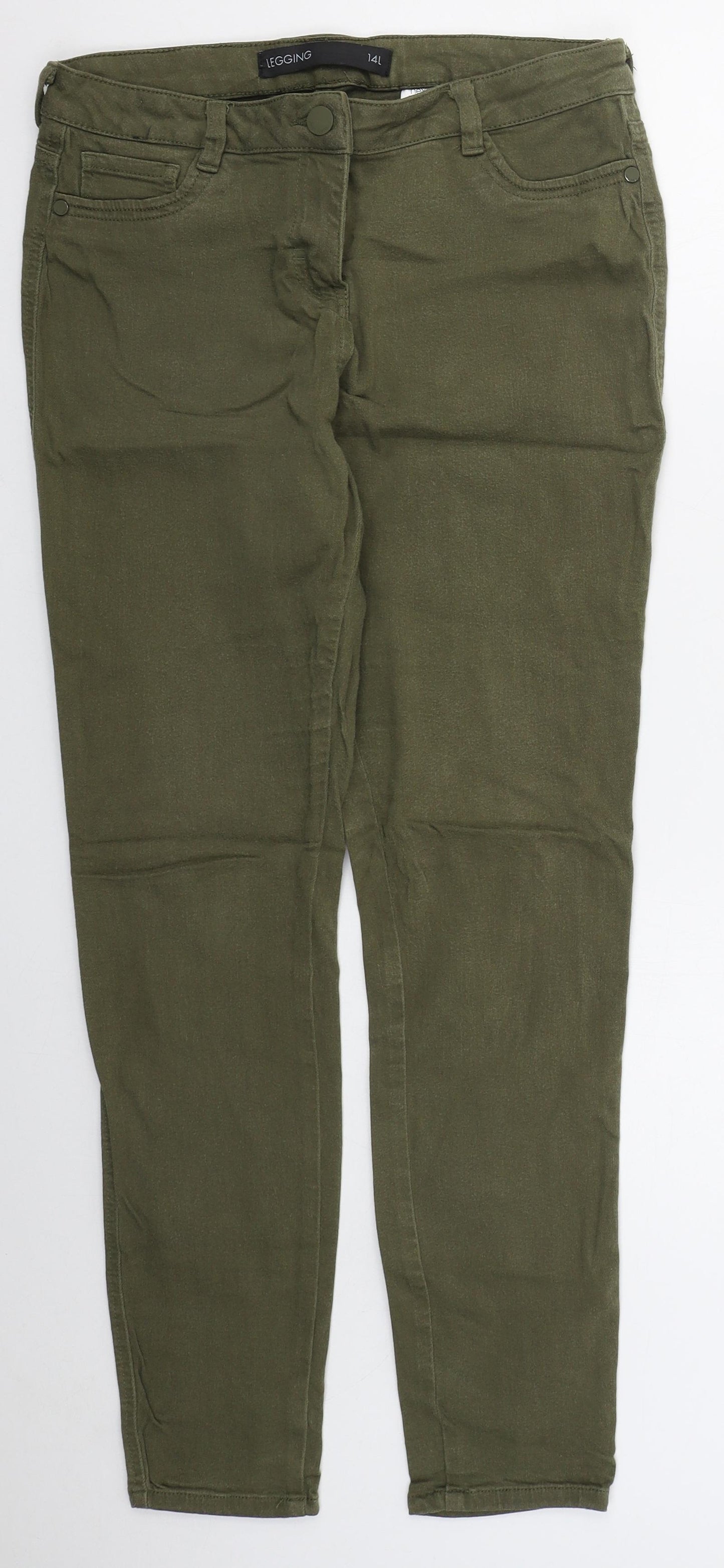 NEXT Womens Green  Viscose Jegging Jeans Size 14 L30 in Regular Button