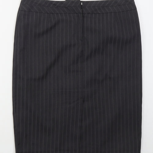 George Womens Grey Striped Polyester Straight & Pencil Skirt Size 14   Hook & Eye