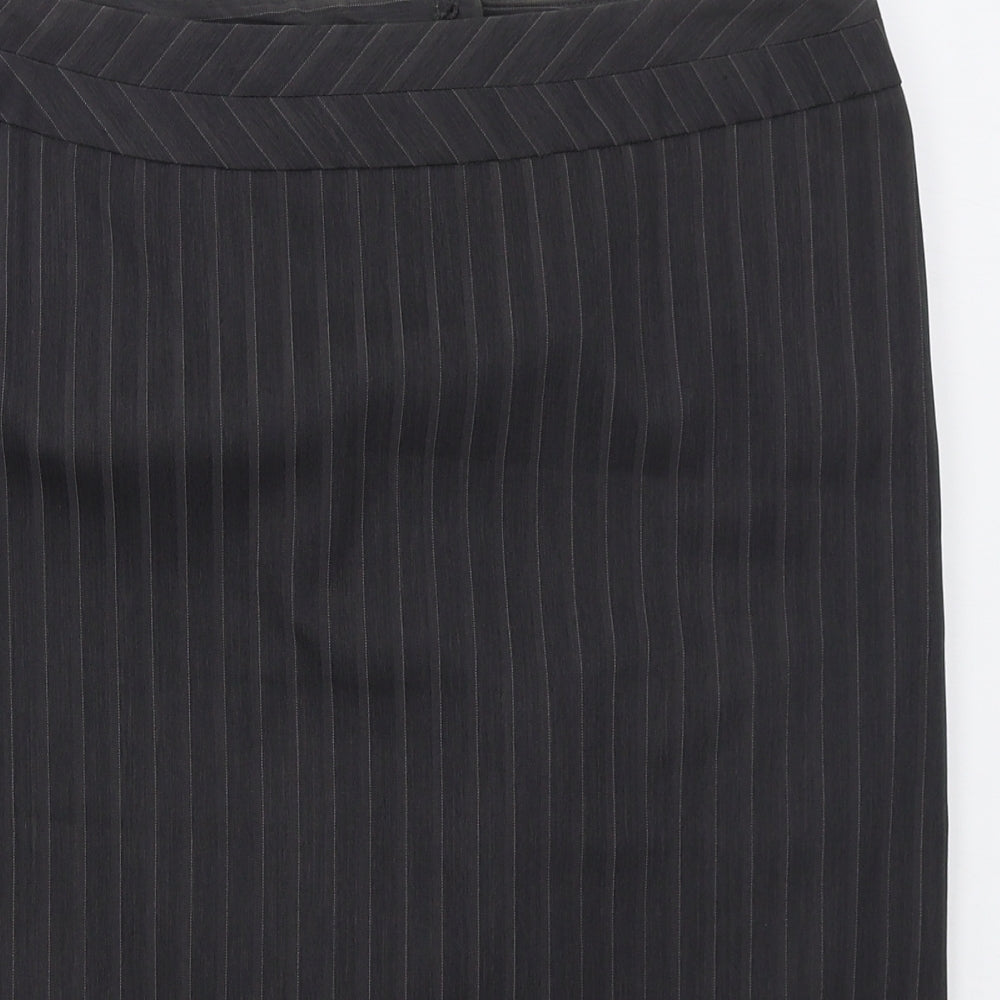George Womens Grey Striped Polyester Straight & Pencil Skirt Size 14   Hook & Eye