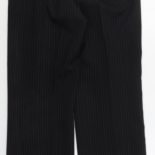 Evie Womens Black Striped Polyester Trousers  Size 12 L28 in Regular Hook & Eye