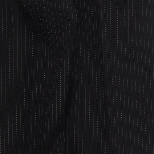 Evie Womens Black Striped Polyester Trousers  Size 12 L28 in Regular Hook & Eye