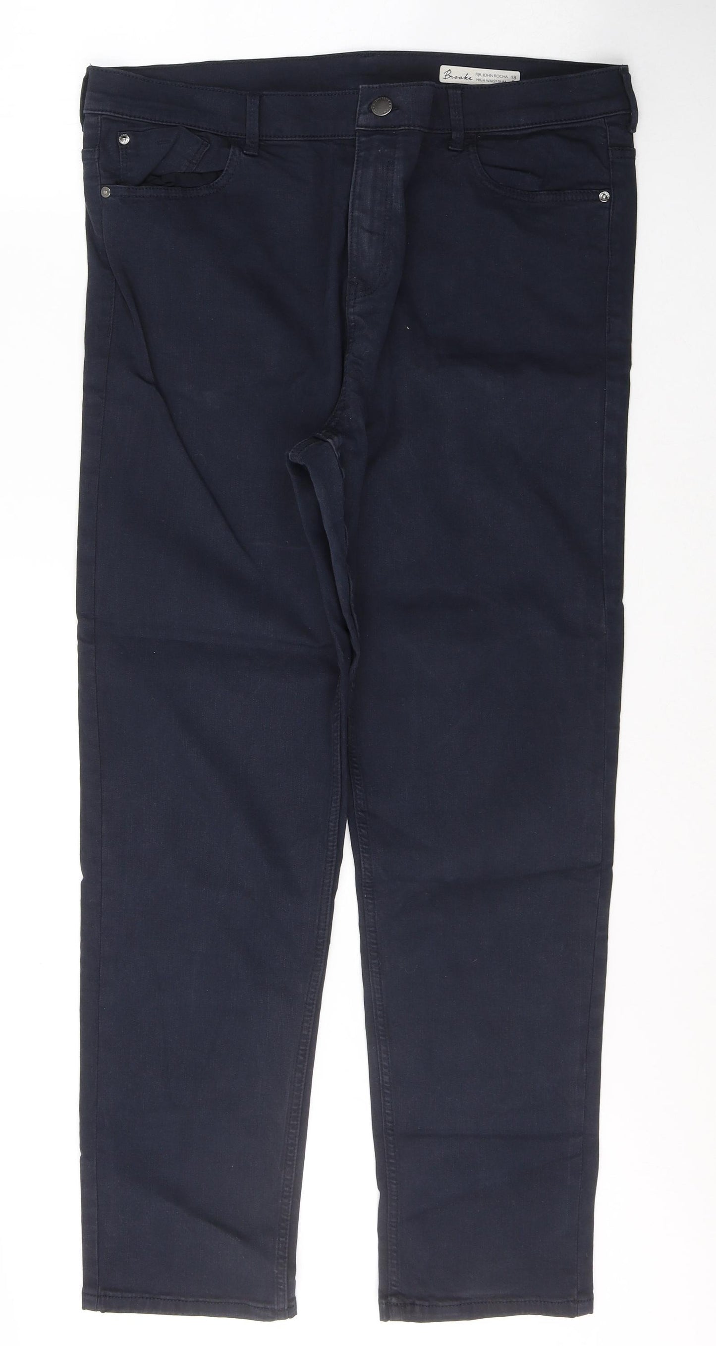RJR.John Rocha Womens Blue  Cotton Straight Jeans Size 18 L30 in Regular Button