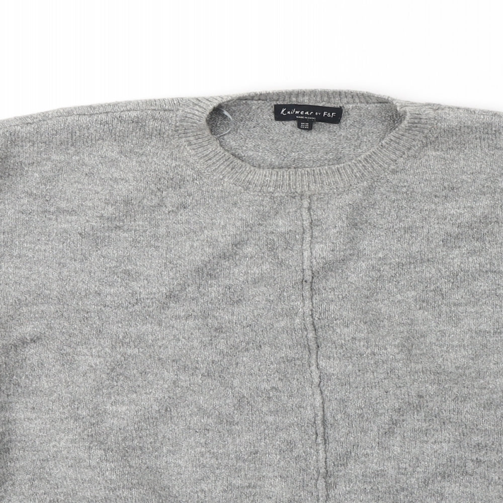 F&F Womens Grey Round Neck  Acrylic Pullover Jumper Size 18