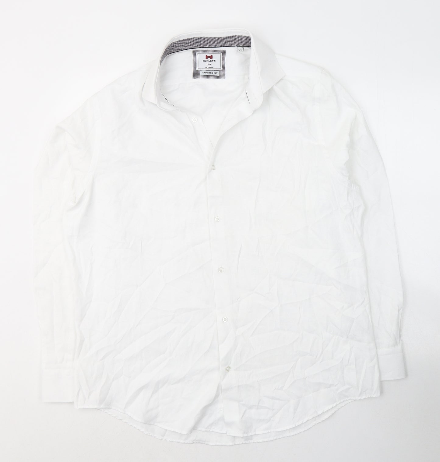 Morley's Mens White  Cotton  Dress Shirt Size XL Collared Button