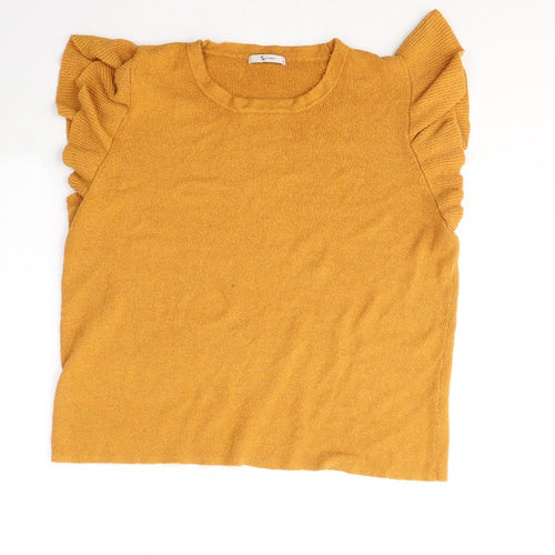 TU Womens Yellow  Acrylic Basic T-Shirt Size 18 Round Neck - Mustard Yellow