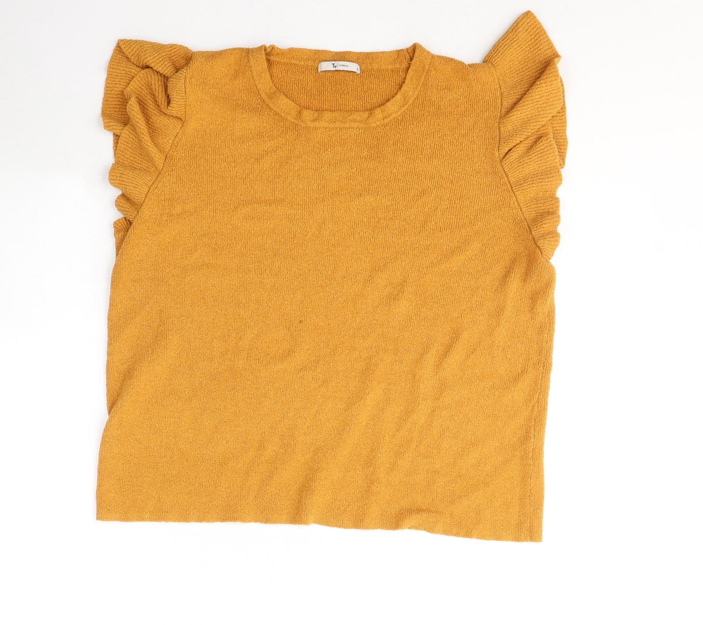 TU Womens Yellow  Acrylic Basic T-Shirt Size 18 Round Neck - Mustard Yellow
