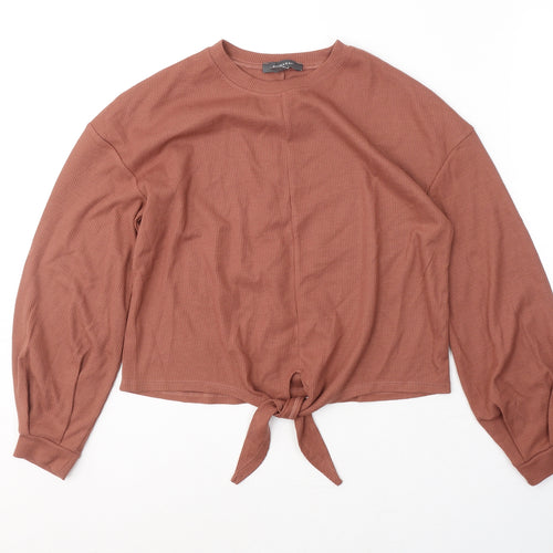Primark Womens Brown  Polyester Jersey T-Shirt Size 6 Round Neck