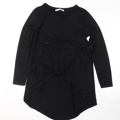 George Womens Black  Polyester Tunic T-Shirt Size 8 Round Neck - knot detail