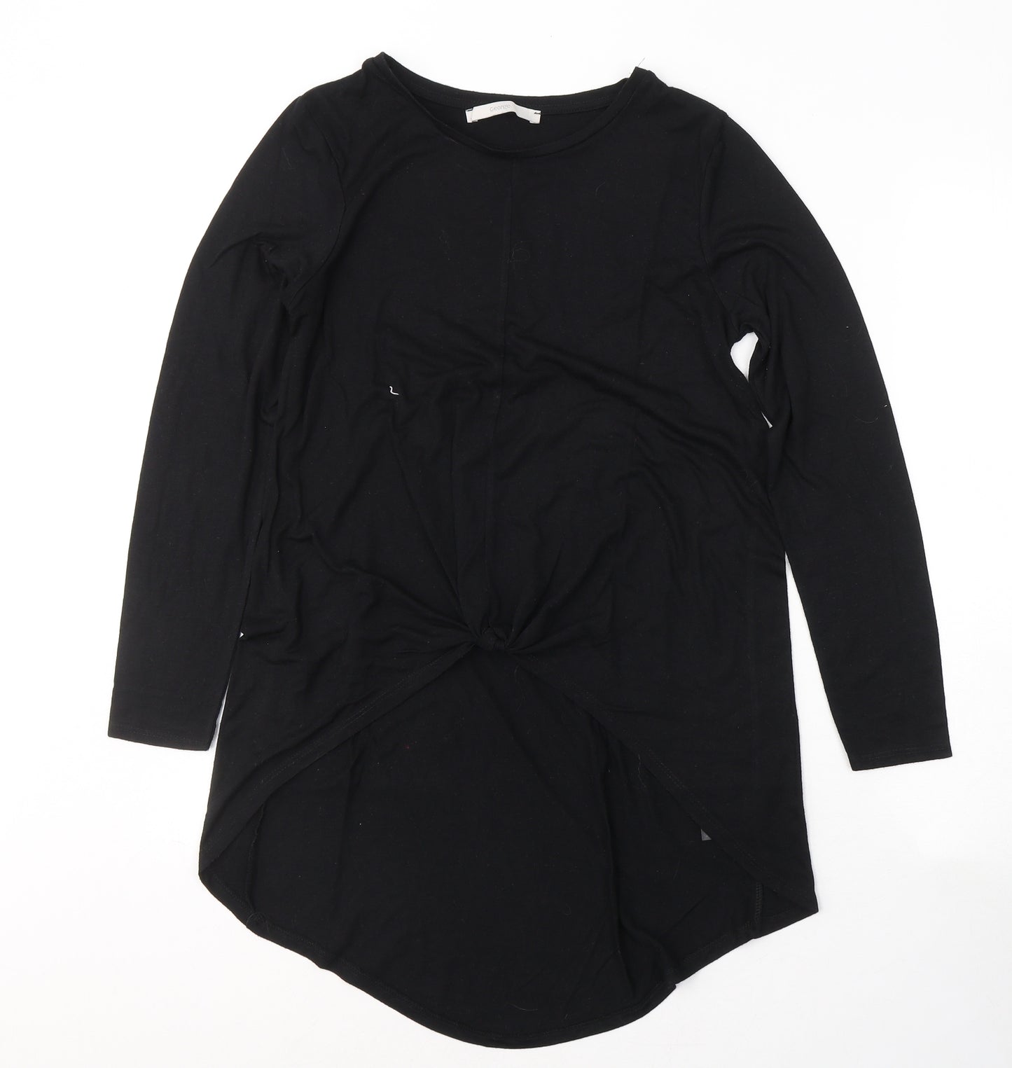 George Womens Black  Polyester Tunic T-Shirt Size 8 Round Neck - knot detail