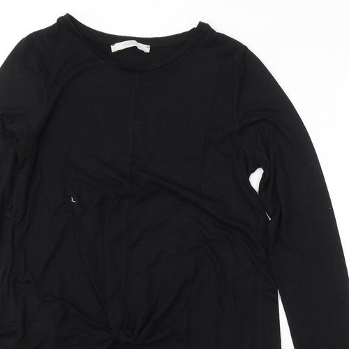 George Womens Black  Polyester Tunic T-Shirt Size 8 Round Neck - knot detail