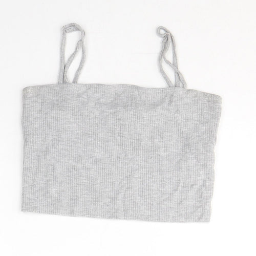 FACTORIE Womens Grey  Viscose Cropped Tank Size S Square Neck