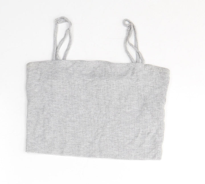 FACTORIE Womens Grey  Viscose Cropped Tank Size S Square Neck