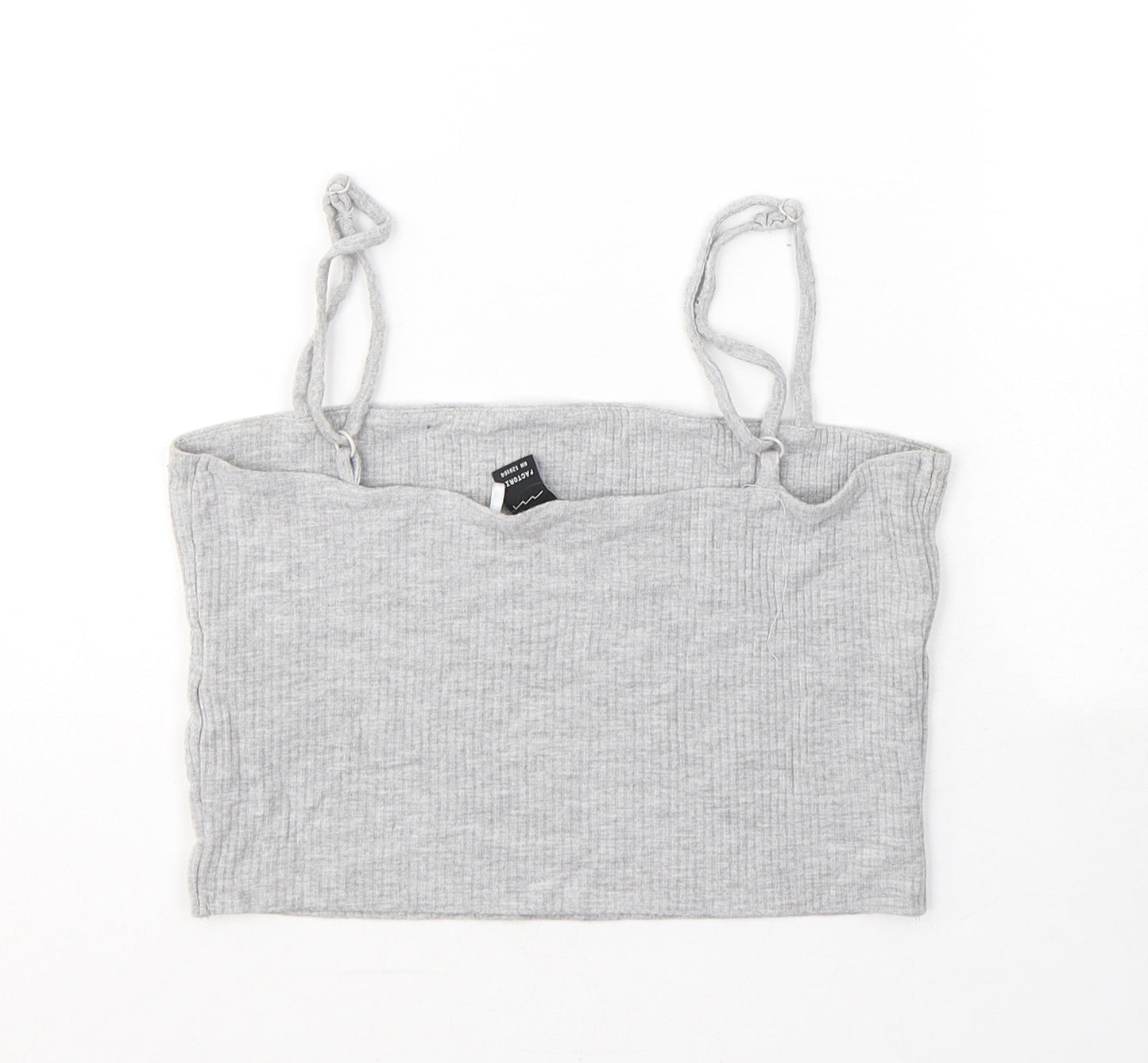 FACTORIE Womens Grey  Viscose Cropped Tank Size S Square Neck