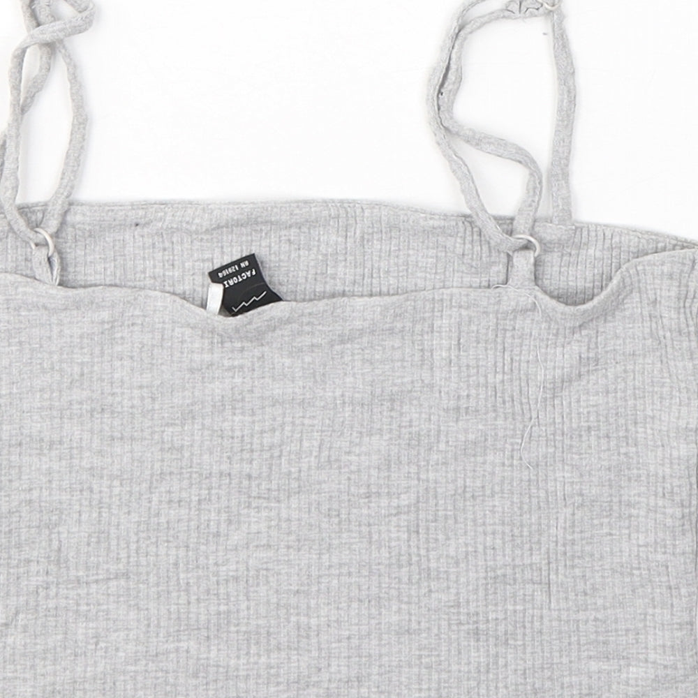 FACTORIE Womens Grey  Viscose Cropped Tank Size S Square Neck