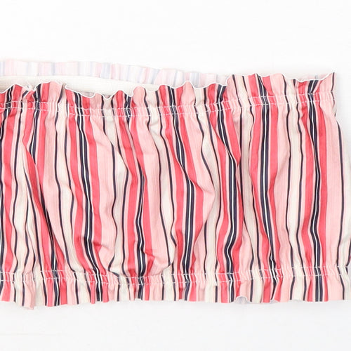 Boohoo Womens Pink Striped Polyester Cropped Blouse Size 8 Off the Shoulder