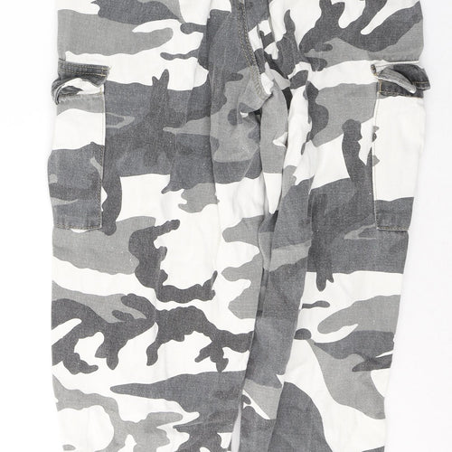 New Look Womens White Camouflage Cotton Tapered Jeans Size 10 L28 in Regular Button