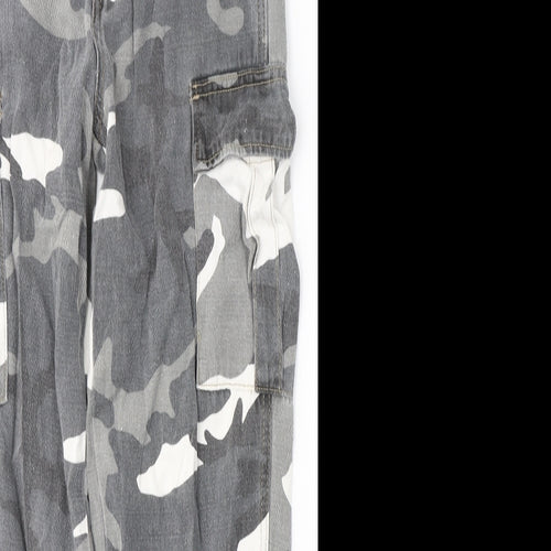 New Look Womens White Camouflage Cotton Tapered Jeans Size 10 L28 in Regular Button