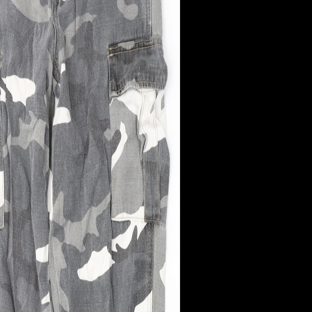 New Look Womens White Camouflage Cotton Tapered Jeans Size 10 L28 in Regular Button