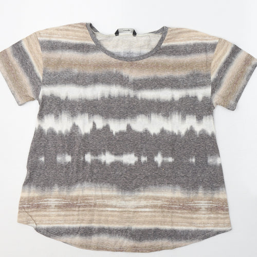 George Womens Brown Striped Cotton Basic T-Shirt Size 8 Round Neck