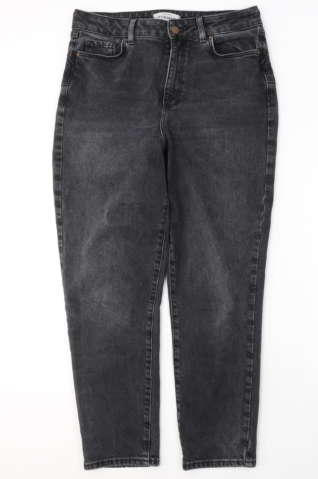 New Look Womens Black  Cotton Mom Jeans Size 12 L27 in Regular Button