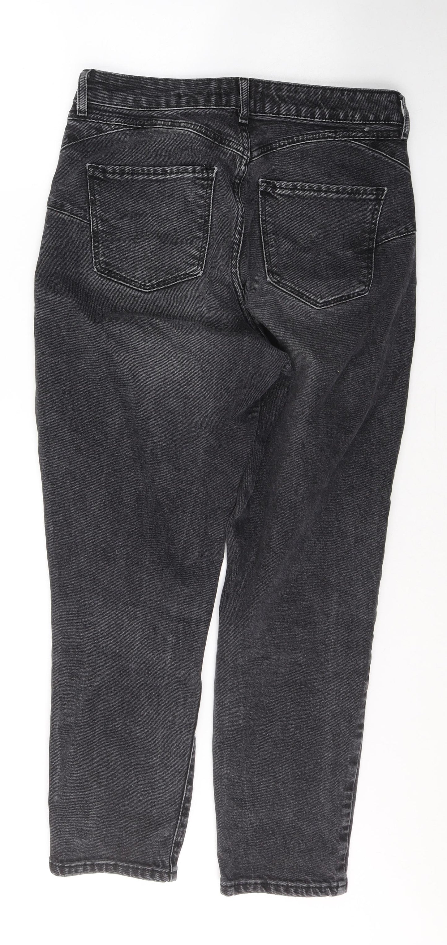 New Look Womens Black  Cotton Mom Jeans Size 12 L27 in Regular Button