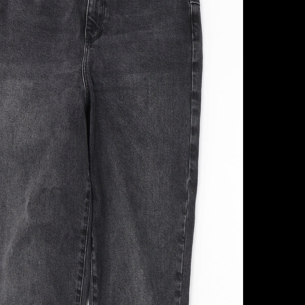 New Look Womens Black  Cotton Mom Jeans Size 12 L27 in Regular Button