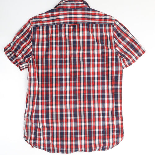 Superdry Mens Red Plaid Cotton  Button-Up Size XL Collared Button