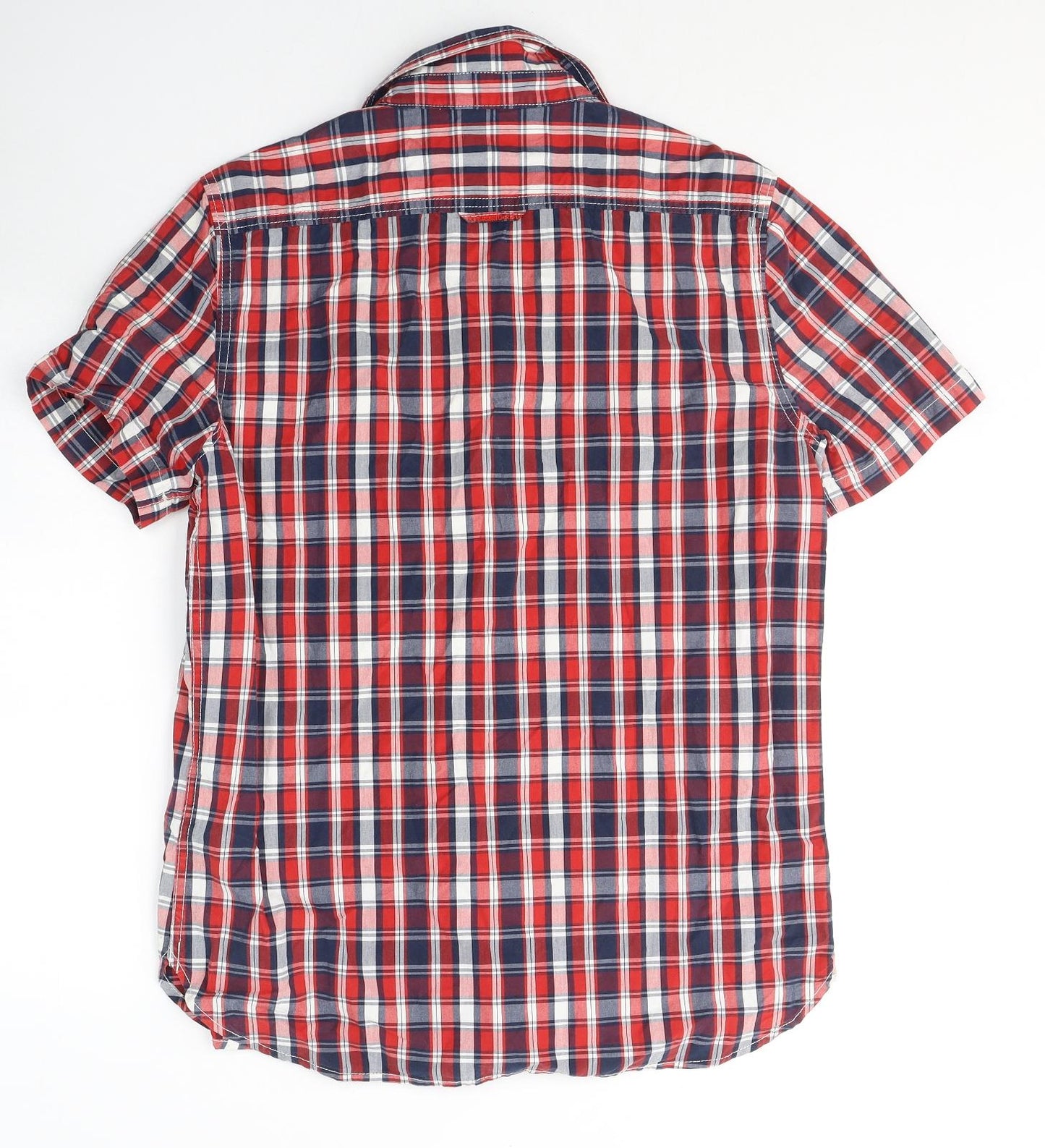 Superdry Mens Red Plaid Cotton  Button-Up Size XL Collared Button